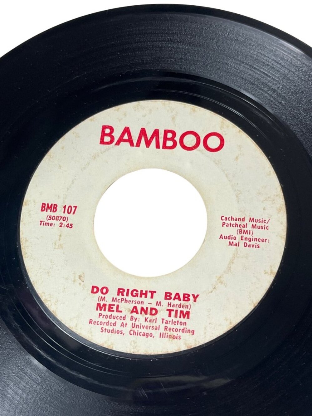 Mel & Tim 45 RPM Record "Backfield In Motion" B/W "Do Right Baby" Bamboo Label B - Picture 4 of 4